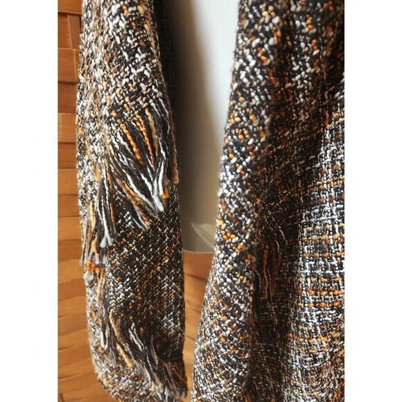 Hyfve Cardigan Sz Large Brown Hooded Pockets Open Front Knit Fringe Autumn Wear - Picture 4 of 6